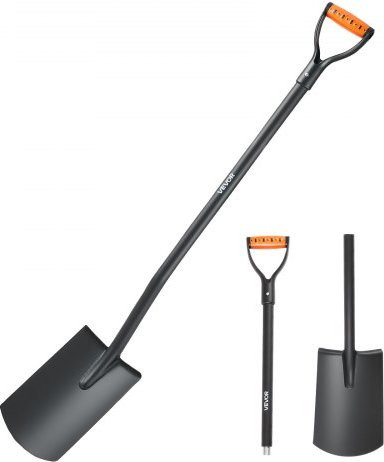 VEVOR Flachschaufel Heavy-Duty mit Alloy-Stahlblatt und rutschfestem D-Griff, Länge: 122 cm - Bild 1