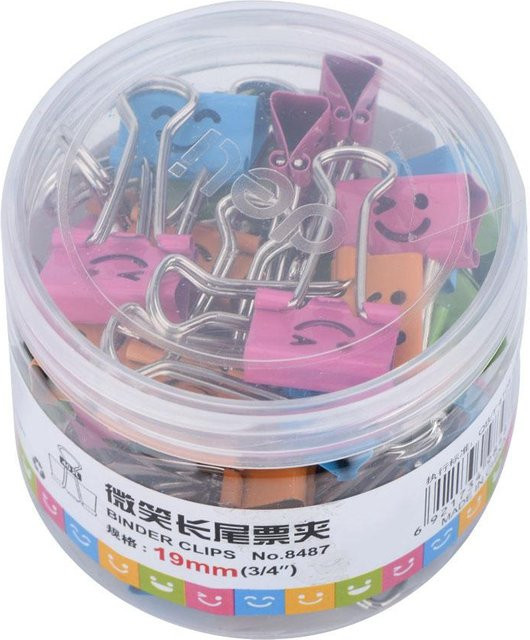 TOMTOP JMS Metall Papierbinder Clips mit lächelndem Gesicht in Grau und Multicolour, 40 Stück - Bild 1