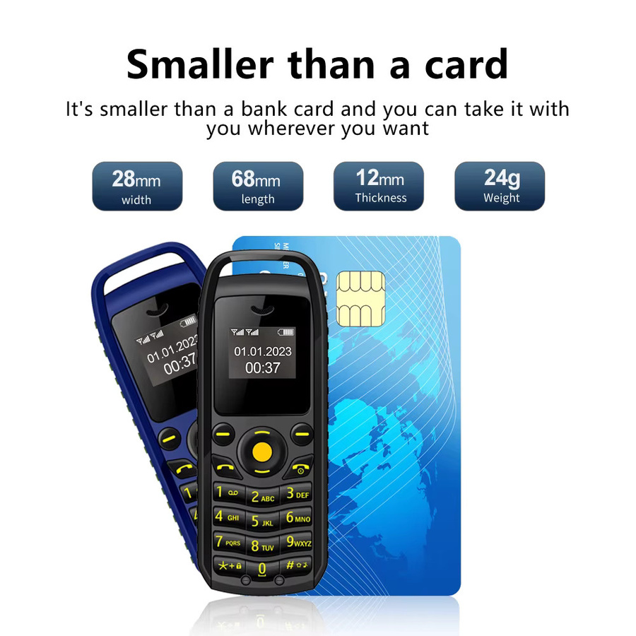 SERVO B25 Super Mini Mobiltelefon 2G GSM mit Anrufaufzeichnung und Dual-SIM-Standby in Schwarz - Bild 3