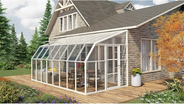 Palram - Canopia Gewächshaus Weiß mit Fundamentrahmen und Regenrinnen aus Polycarbonat, 13,1 m² - Bild 1