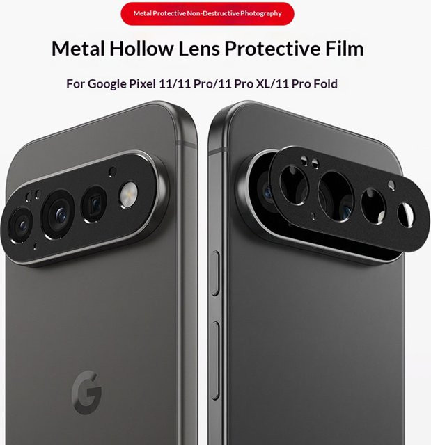 Aluminium-Metall-Objektivschutzglas für Google Pixel 11 Pro XL und Pixel 11 in Schwarz - Bild 1