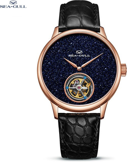 Seagull Armbanduhr Tourbillon, Handaufzug, Edelstahl, Leder, Herren - Bild 1