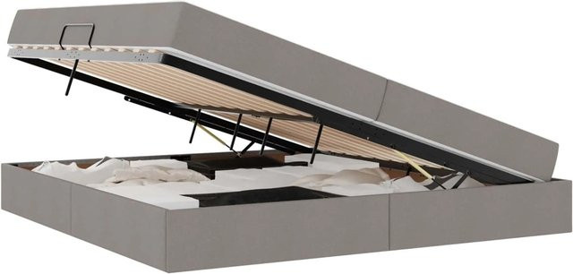 vidaXL Stauraumbett mit Matratze in Taupe, B/T: 200 x 200 cm - Bild 1