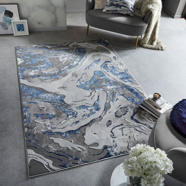Abstrakt Teppich Kadima Design von OUSE in Blau-Grau, B/T: 160 x 230 cm - Bild 1