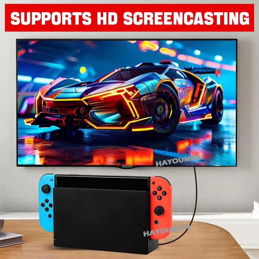 Hayoumon 2in1 Dockingstation für Nintendo Switch mit HDMI-Kompatibilität und AC-Adapter Netzteil in Schwarz - Bild 4