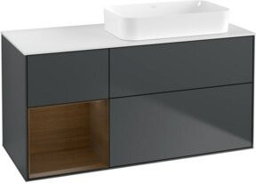 V&B Waschtischunterschrank Finion mit Wandbeleuchtung, Farbe Matt Dunkelblau, lackiert, B/T: 120 x 60 cm - Bild 1