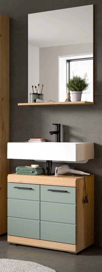 Inn.Furn Badmöbel Set Shawn 2-teilig in Grün und Eiche, Breite: 60 cm - Bild 1