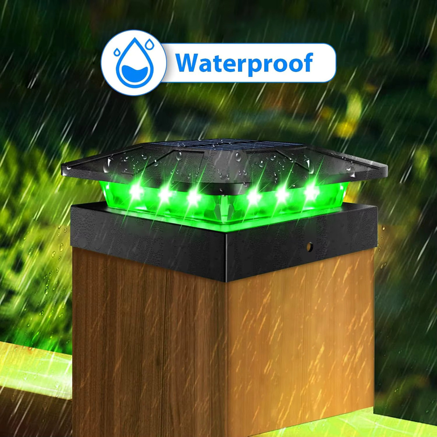 RGB Solar-Pfostenkappenleuchten in Schwarz für 4x4 Holz- und Vinylpfosten mit 3 Beleuchtungsmodi und IP65 wasserdichtem Gehäuse für die Gartenbeleuchtung - Bild 6