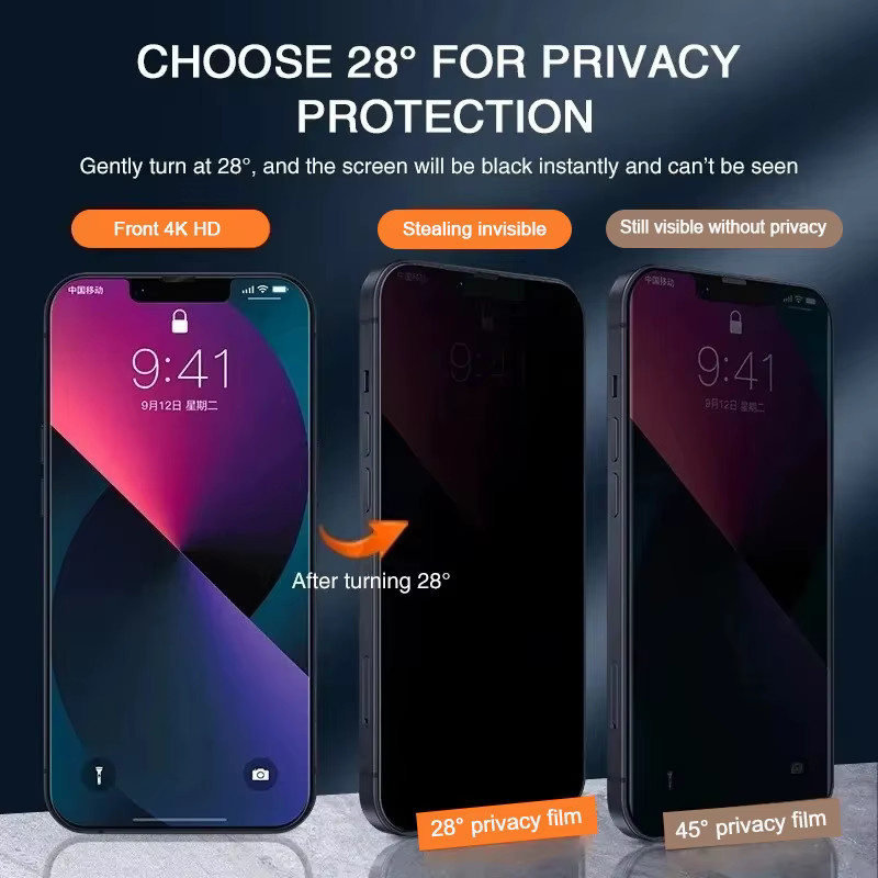 4 Stück Anti-Spy Sichtschutz Displayschutz aus gehärtetem Glas für Apple iPhone 14 Pro - Bild 2