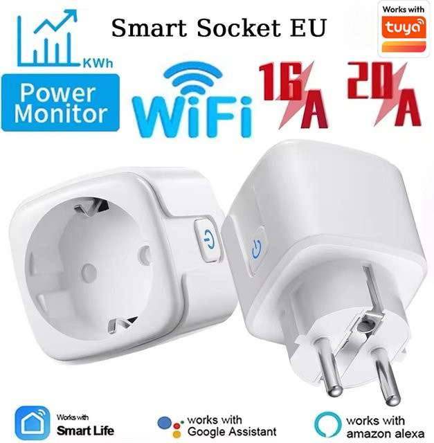 AXUS Intelligente WLAN-Steckdose in Weiß mit Energieüberwachung und Timerfunktion, kompatibel mit Tuya Smart Life App, Alexa und Google Home - Bild 1