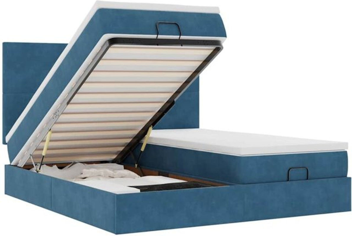 Vidaxl Ottoman Polsterbett mit Matratze aus Samt in Dunkelblau B/T/H: 180 x 200 cm - Bild 1
