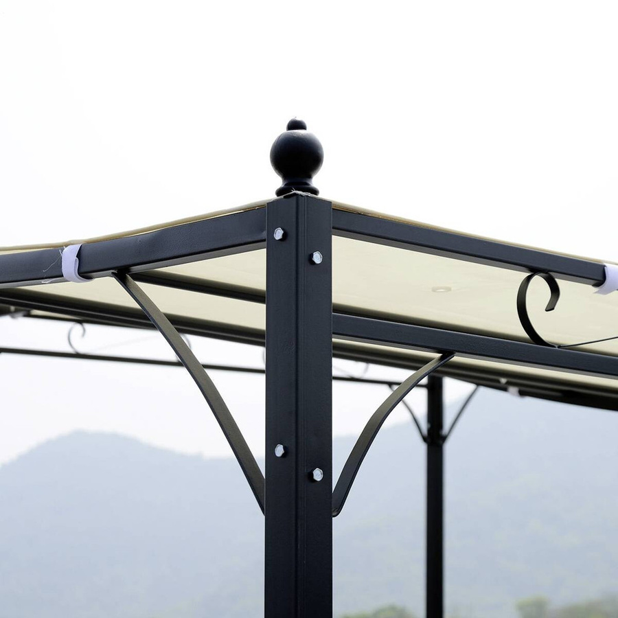 Outsunny Terrassenüberdachung aus Metall in Beige mit gebogenem Design, B/H/L: 297 x 245 x 297 cm - Bild 4