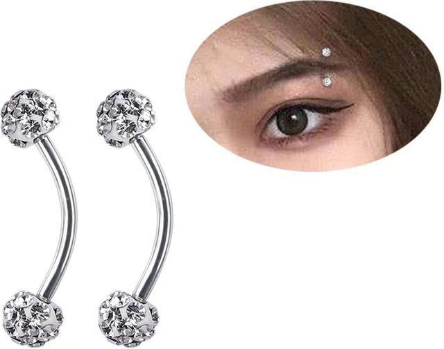 mling Barbell-Ring Edelstahl, Silber, Kristall, 16G - Bild 1