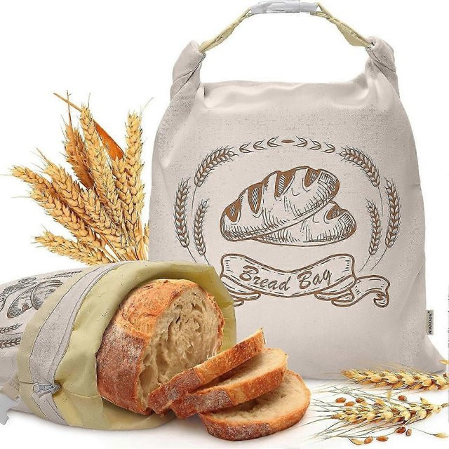 2er-Pack Aura Crystal XL Bienenwachs Brottaschen aus Bio-Baumwolle in Beige, wiederverwendbare Aufbewahrung für Sauerteig, gefriergeeignet - Bild 1