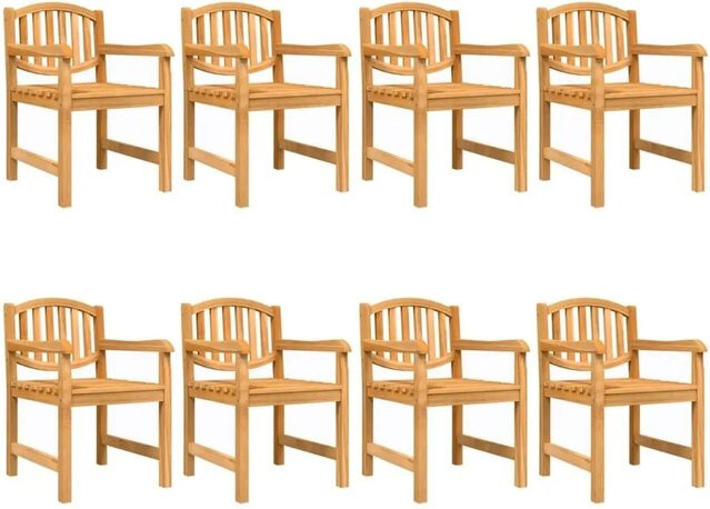 vidaXL Gartenstühle Set 8 Stück aus Teak Massivholz in Braun mit Armlehnen B/T/H: 58 x 59 x 88 cm - Bild 1