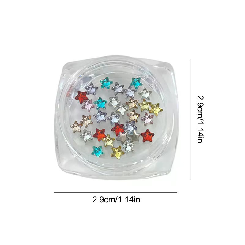 KuZHEN Nagel-Charms Pentagramm-Zirkon, 3 mm, White, 30 Stück - Bild 2