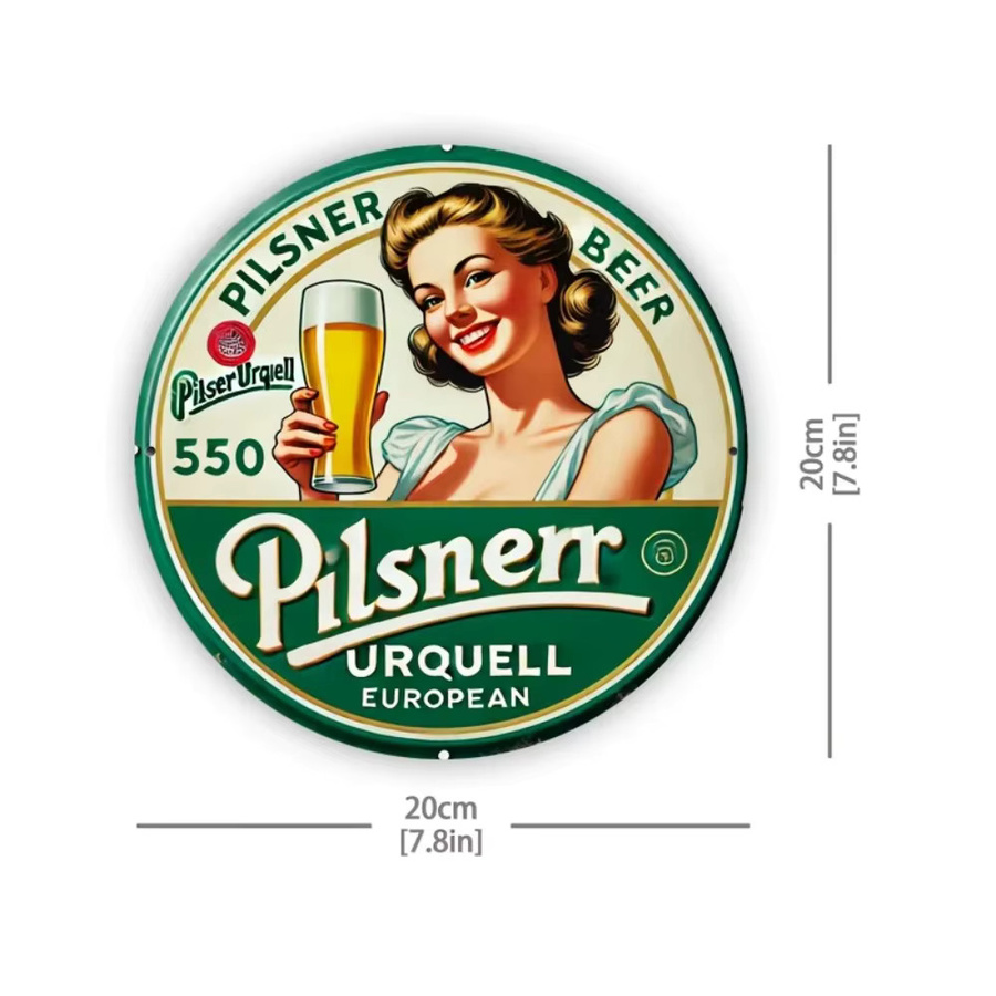 Pilsner Urquell Vintage Blechschild CIFBUY Retro Aluminium Wandkunst B/H: 20,32 x 20,32 cm Multicolour - Bild 2