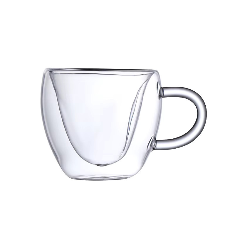 Hochwertige Kaffeetasse aus doppellagigem Glas, transparent, hitzebeständig mit Griff - Bild 3