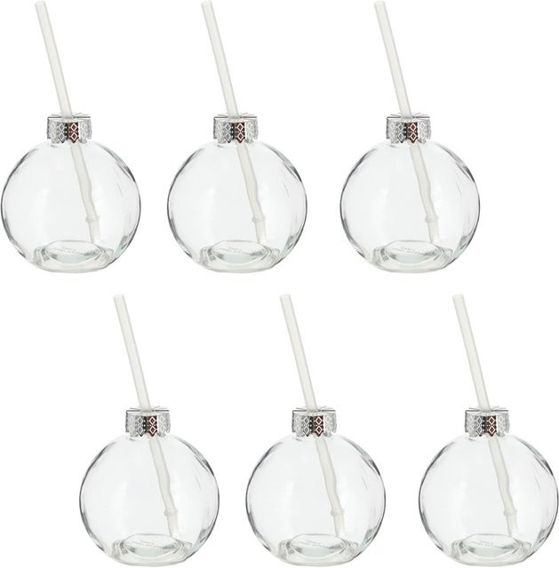 Novaliv 6er Set Personalisierte Glühweintassen mit Trinkhalm, Transparent, Volumen: 400 ml pro Tasse - Bild 1