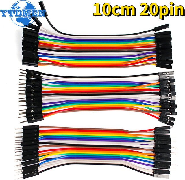 YTDMEN Dupont Kabel Set für Arduino, 20-poliges DIY-Elektronik-Set mit Stecker auf Stecker, Buchse auf Buchse und Stecker auf Buchse, Multicolor, Länge: 10 cm - Bild 1
