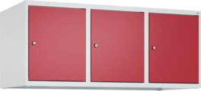 C+P Aufsatzschrank 7035/3003 mit 3 Abteilen und Zylinderschloss in Lichtgrau und Rubinrot, B/T/H: 50 x 120 x 50 cm - Bild 1