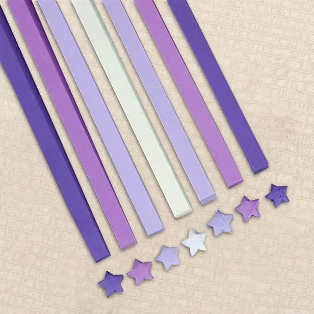 540 Blatt handgefertigte zweiseitige Origami Sternstreifen aus Papier in Lila von Discover Intime für DIY Glücksstern Faltkunst und Heimdeko - Bild 1