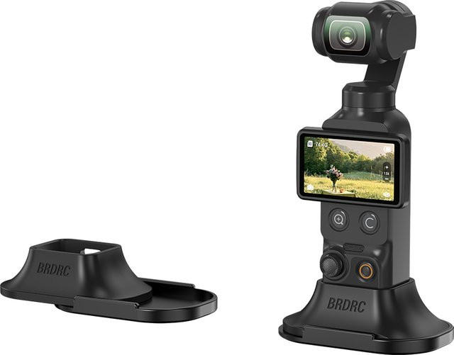 BRDRC Autohalterung für DJI Pocket 4 und 3, abnehmbare rutschfeste Desktop-Basis, Farbe: Schwarz - Bild 1