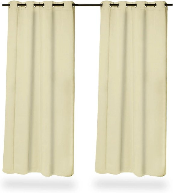 Relaxdays Vorhänge 2er Set aus Polyester in Sand, blickdicht mit Ösen, Höhe: 245 cm, Breite: 135 cm - Bild 1