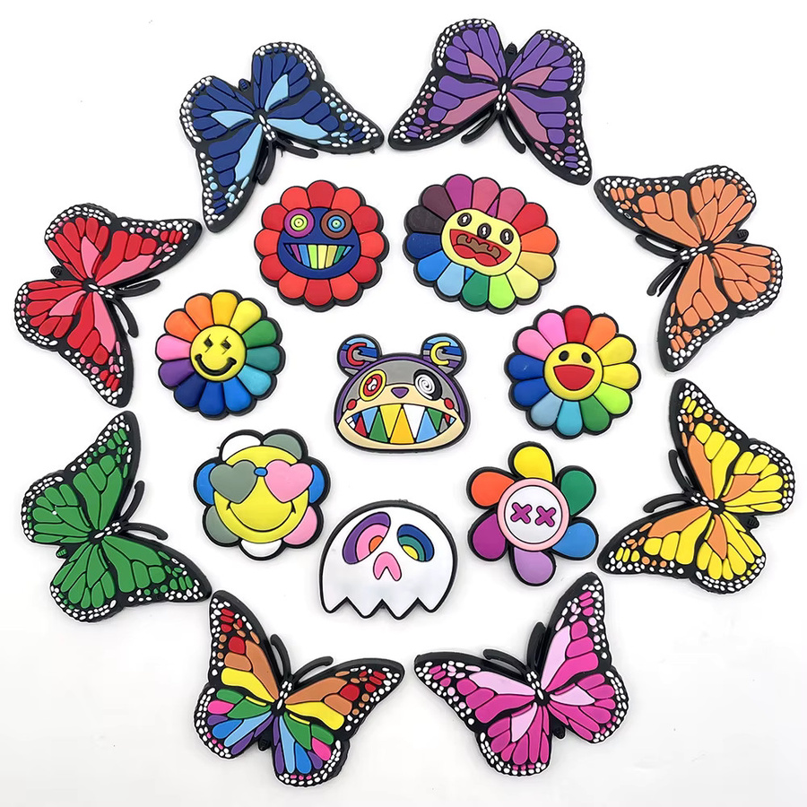 MEIDEJIE Schuhanhänger Schmetterling-Blumen, 16 Stück/Set, Unisex - Bild 2