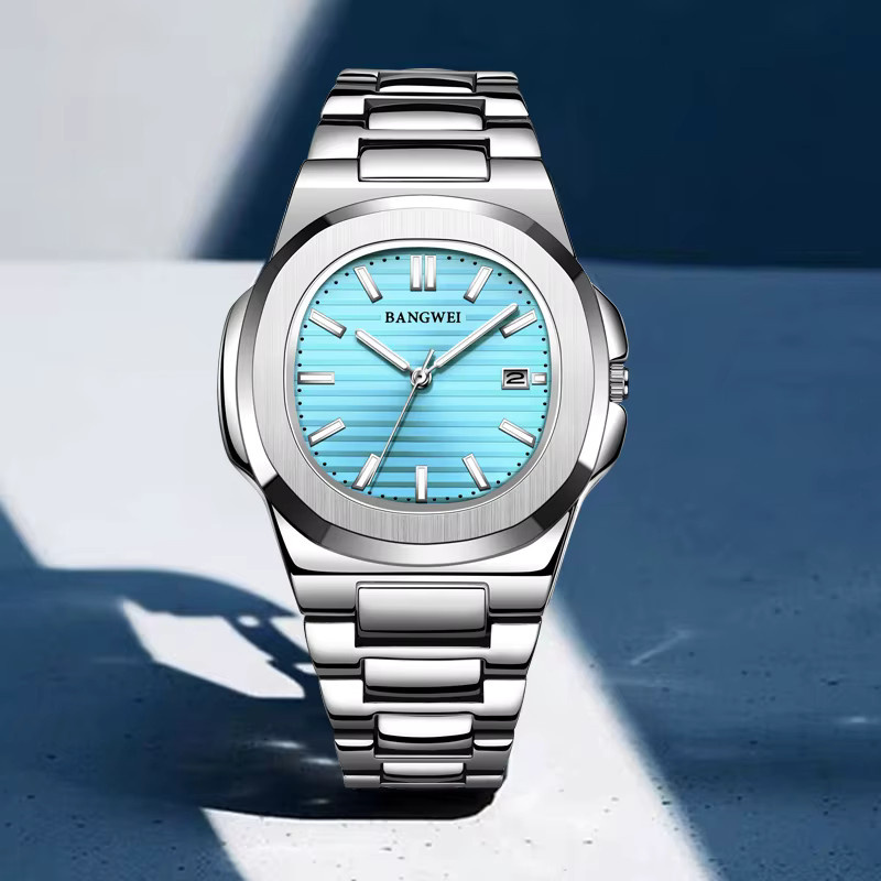 LIGE Armbanduhr Edelstahl, Quarz, Blau, Silber, Herren - Bild 3