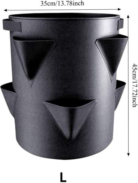 Binchi Outdoor Product Erdbeer-Pflanztasche in Schwarz mit verstärktem Griff für den Gemüsegarten und Ziergarten, B/T/H: 45 x 20 x 20 cm - Bild 1