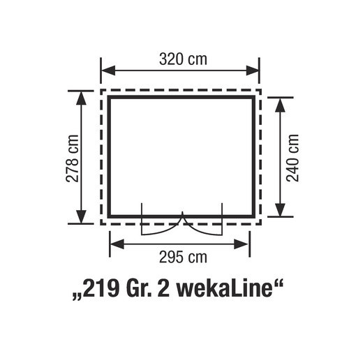 WEKA Gartenhaus 219 Gr. 2 aus Massivholz mit Pultdach, Farbe: natur/beige, B/H/T: 320 x 218 x 240 cm - Bild 3