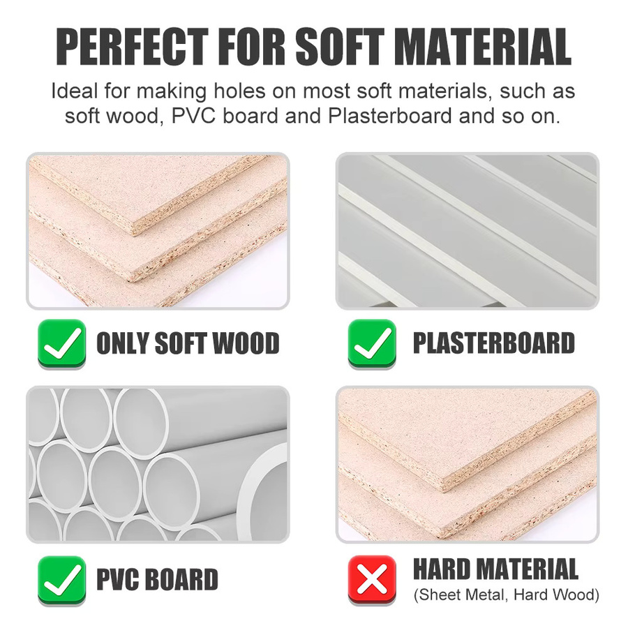 CMCP Lochsäge Set in Rot für Holz, PVC, Kunststoff und Metall mit Durchmessern von 19-64 mm, 64-127 mm oder 19-127 mm - Bild 5