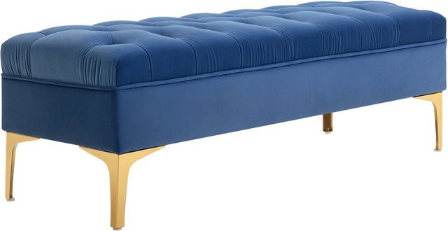 HOMCOM Sitzbank aus Samt in Blau mit erhöhten Beinen, B/T/H: 118 x 45 x 42 cm - Bild 1