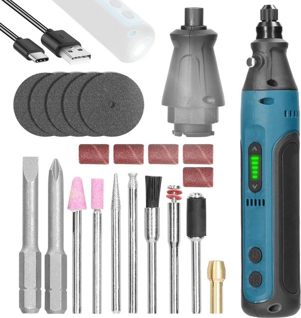 Kkmoon 2-in-1 Elektro-Mini-Schleifstift und Treiber-Set, kabellos, wiederaufladbar via Typ-C, bunt - Bild 1