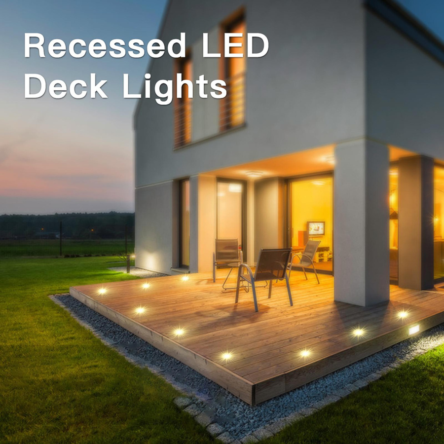 TOMTOP JMS 16er Set LED Einbauleuchten für den Außenbereich, IP67 wasserdichte Bodeneinbauleuchten in Schwarz, Warmweiß, DC12V Niederspannung für Garten und Terrasse - Bild 7