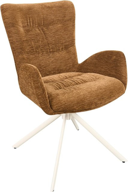 Mömax Armlehnstuhl Stella in Braun/Beige mit Metallgestell und 360-Grad-Drehfunktion, B/T/H: 66 x 58 x 91 cm, 140 cm Höhe - Bild 1