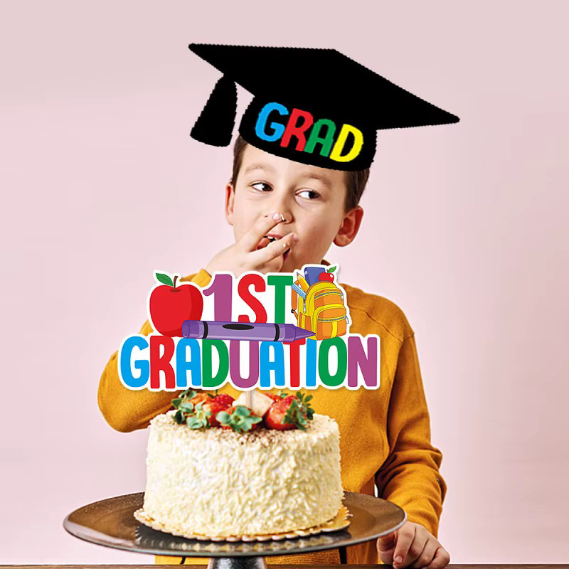 Kindergarten Abschlussfeier Kuchen Dekoration Set mit Motiv-Kuchenaufsätzen in Mehrfarbig - Bild 3