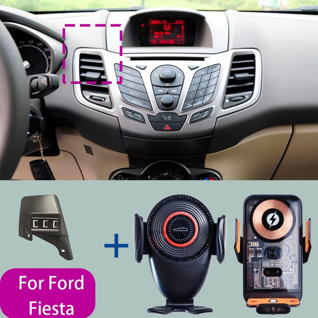 Drahtlose Handyhalterung mit Ladegerät für Ford Fiesta (Baujahre 2009-2014) in Schwarz - Bild 1