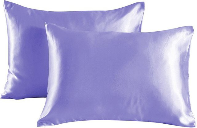 2er-Set Seiden-Kissenbezüge von Cozy Up Home in Lila, kühlender Satin-Kissenbezug für Haar und Haut mit verstecktem Reißverschluss, B/L: 51 x 91 cm - Bild 1