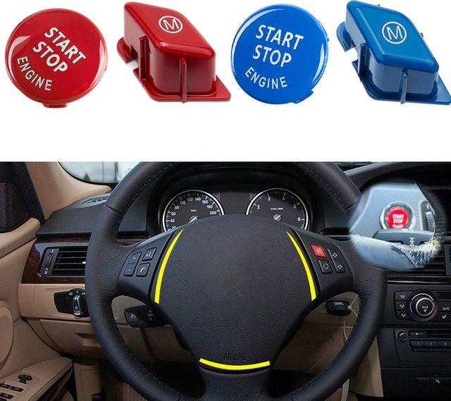Lenkrad mit Alphabet-Modus und Start-Stopp-Motorknopf für BMW 3er Serie, X1, E90, E91, E92, E93, E84 in Blau von angelguoguo - Bild 1