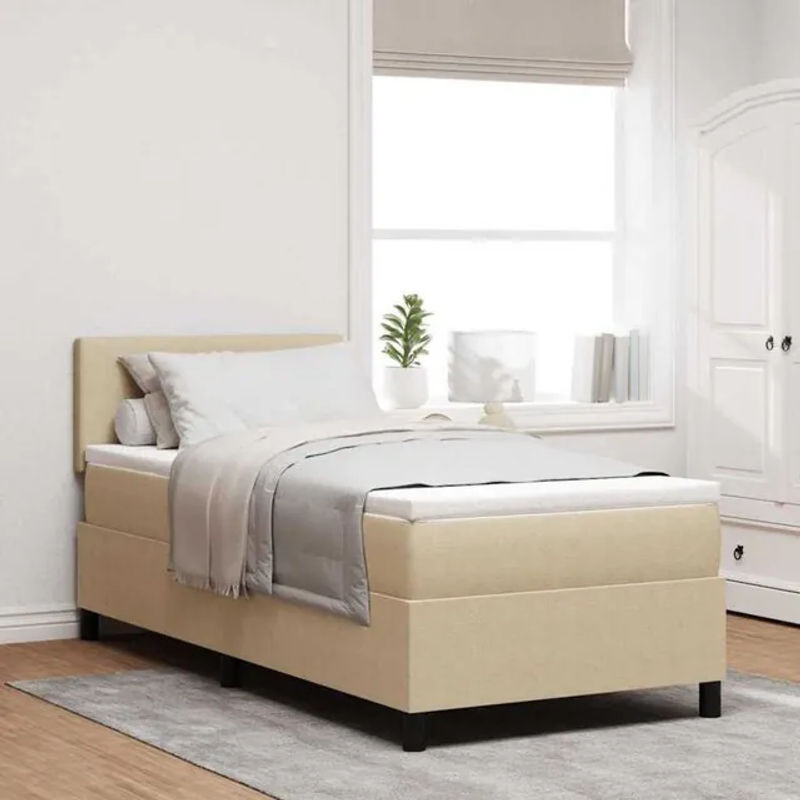 vidaxl Boxspringbett aus Stoff in Grau und Weiß, B/T/H: 203 x 80 x 88 cm - Bild 1