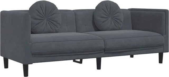 vidaXL 3-Sitzer Sofa mit Kissen in Dunkelgrau aus Samt und Massivholz - Bild 1