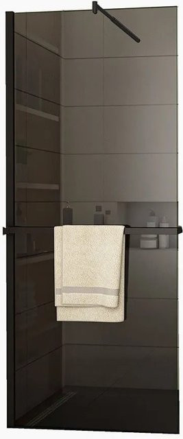 Duschparadies Walk-in Duschwand aus Grauglas mit Duschregal und Stabilisator, B/H: 80 x 200 cm, 8mm Glas mit Nano-Beschichtung - Bild 1