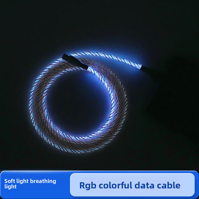 HMLAB RGB Glow Datenkabel mit Farbverlaufsbeleuchtung, USB-A auf Typ-C und Typ-C auf Typ-C, geflochten, Multicolour - Bild 1