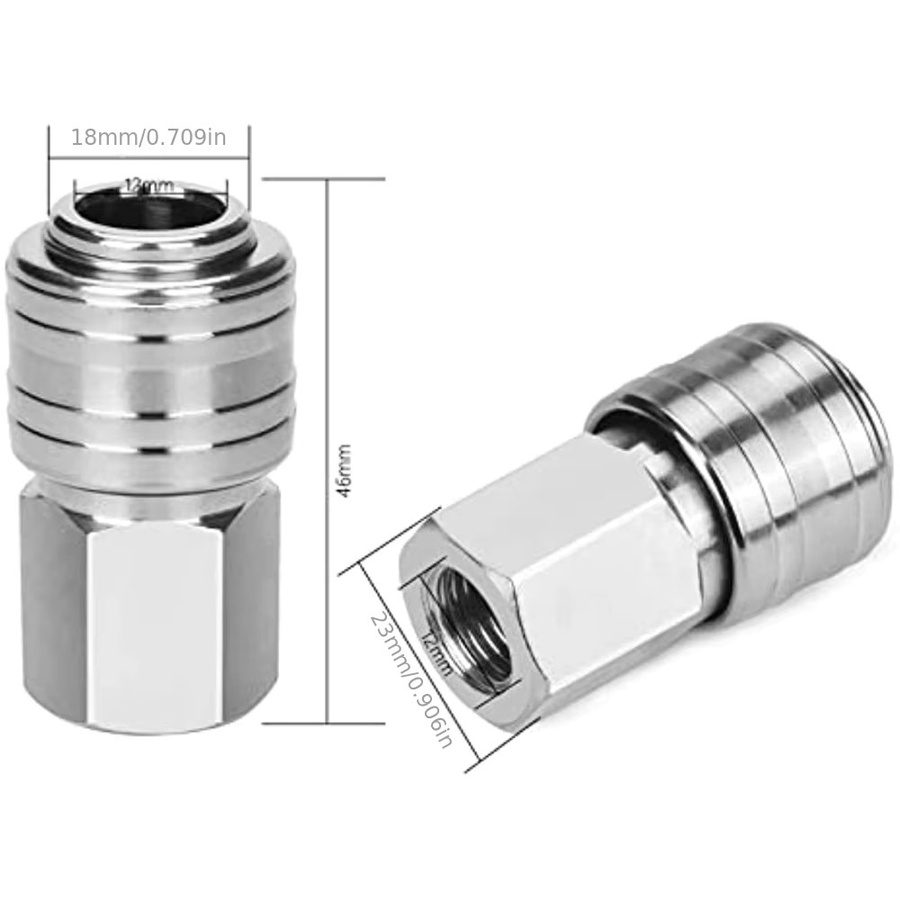 AGASHE 10-teiliges Euro-Luftkompressor-Montageset aus verzinktem Stahl in Silber, 1/4 Zoll BSP-Stecker und -Buchse mit Schnellspanner, rostbeständig - Bild 2