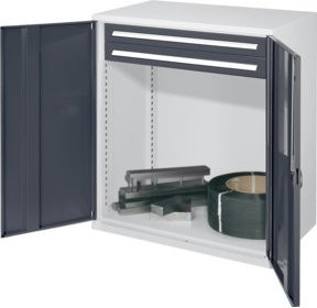 Kappes Schwerlastbeistellschrank Mod. 64 in Grau mit Vollblechtüren, internen Schubladen, Regalböden und Schloss, B/T/H: 60 x 60 x 111 cm - Bild 1