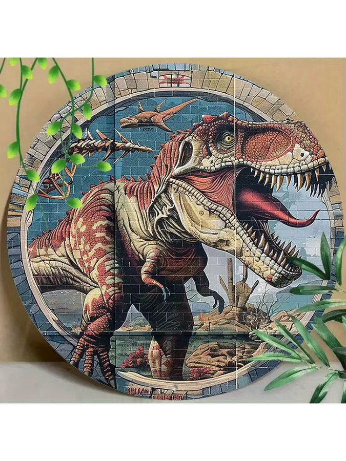 Potdemiel T-Rex Dinosaurier Wanddekoration aus Metall in Vintage-Optik, Mehrfarbig, B/H: 20 x 20 cm - Bild 5