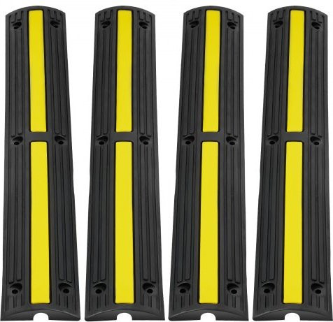 VEVOR Kabelschutzmatte Kabelkanal Schwarz Gelb, 4er Pack Kabelbrücke für Außenbereich, B/H/T: 100 x 15 x 3,1 cm - Bild 1