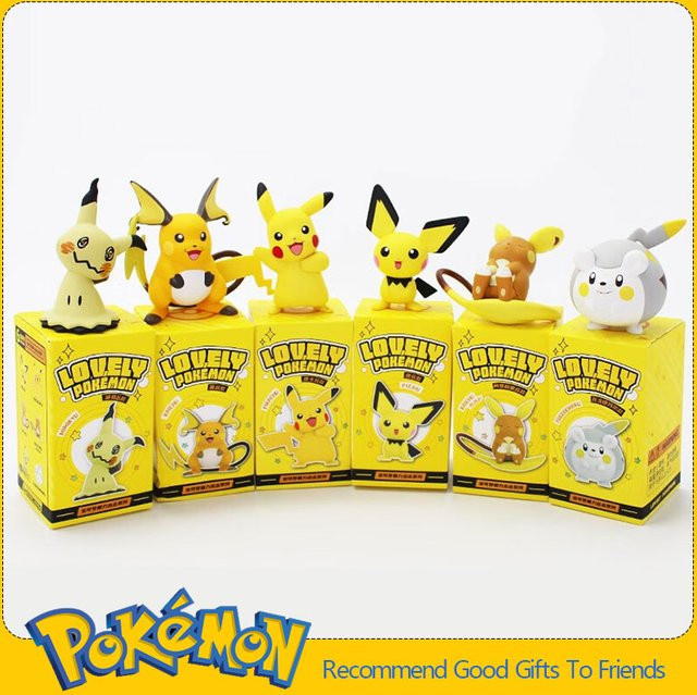LANGBOWANG Pokemon Action Figuren, Pikachu Pichu Togedemaru Alola Raichu Mimikyu, Bunt / Mehrfarbig - Bild 1